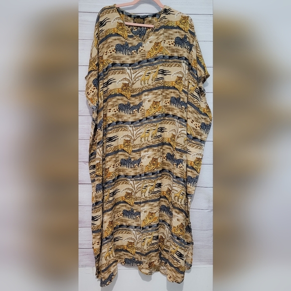 Nwot Vintage Mystique safari print kaftan OS - Picture 4 of 7